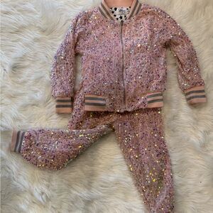 Lola + The Boys Pink Sequin Jacket with Star Lining
